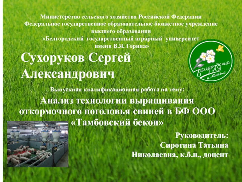 Министерство сельского хозяйства Российской Федерации Федеральное